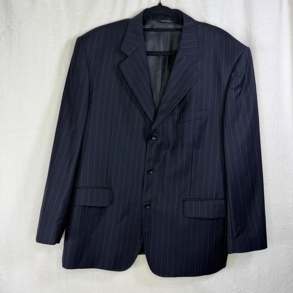 Ermenegildo Zegna Blazer Mens 42 Navy Blue Pinstripe Trofeo Wool Made in Italy